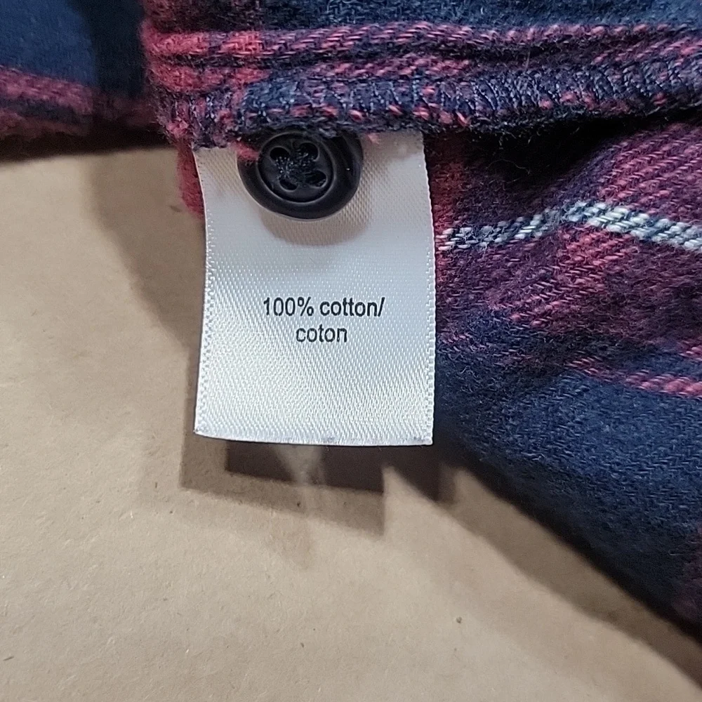 Maurices Size M Two Tone Button Down Plaid Flannel Shirt with Frayed Hem